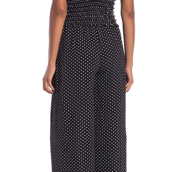 Max Studio Wide Leg Crepe Jumpsuit size XS black with white polka dots - Picture 4 of 7